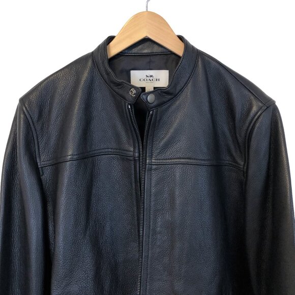 Coach Leather Racer Jacket F86594 BLACK LARGE - Picture 4 of 10